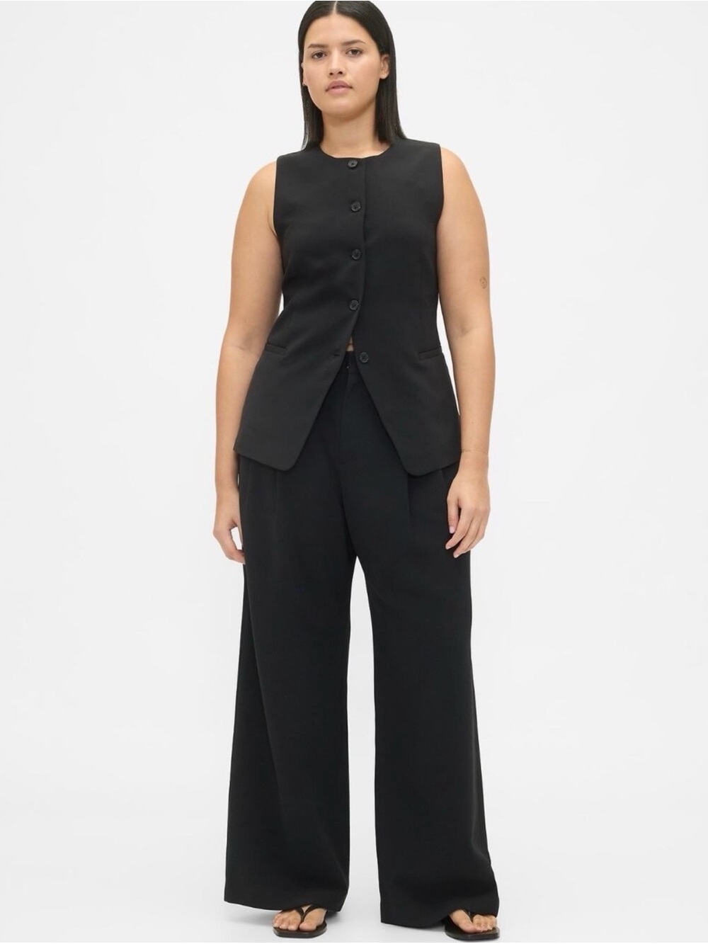 GAP 365 High Rise Pleated Trousers Black 18 800532 NEW